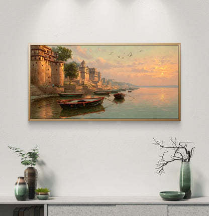 Banaras Ghat Premium Canvas Painting