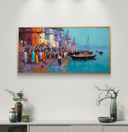 Banaras Ghat Premium Canvas Painting