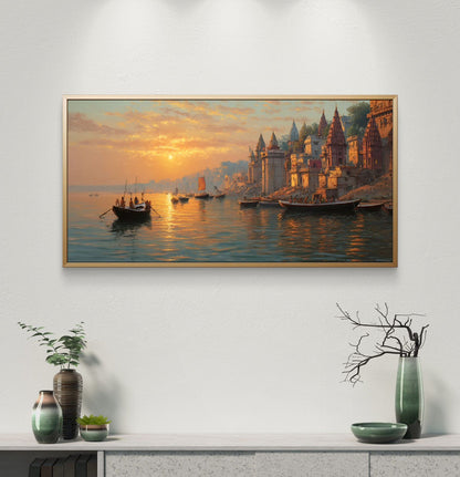 Banaras Ghat Premium Canvas Painting