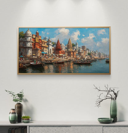 Banaras Ghat Premium Canvas Painting