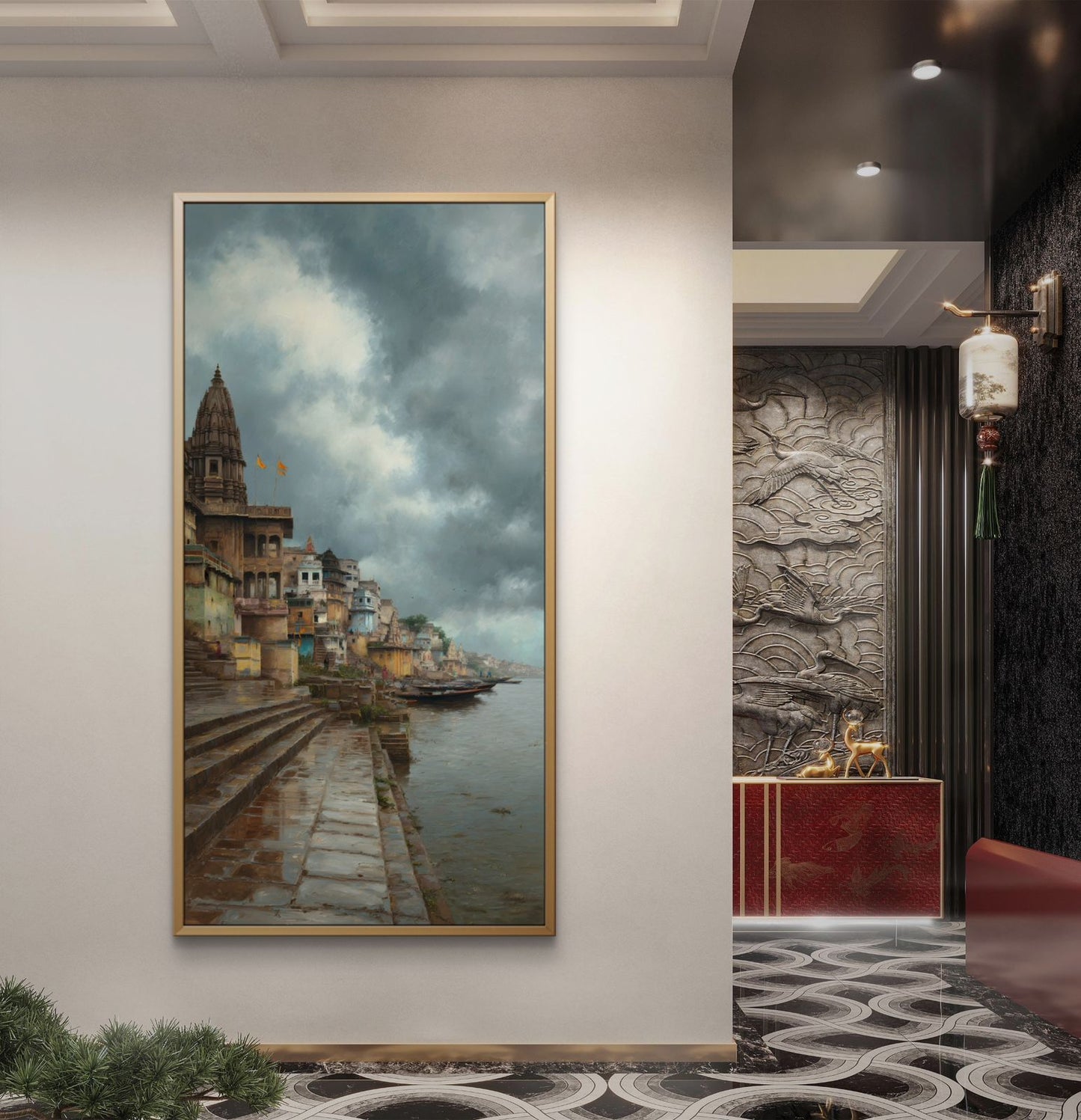 Banaras Ghat Premium Canvas Painting - Buy Online | Decor By Neon