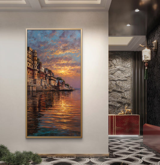 Banaras Ghat Premium Canvas Painting - Premium Wall Art | Decor By Neon