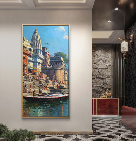 Banaras Ghat Premium Canvas Painting - Premium Wall Art | Decor By Neon