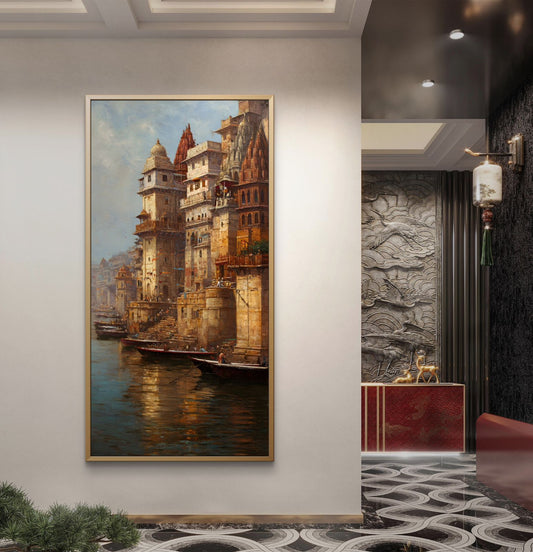 Banaras Ghat Premium Canvas Painting - Premium Wall Art | Decor By Neon