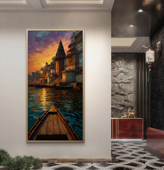 Banaras Ghat Premium Canvas Painting