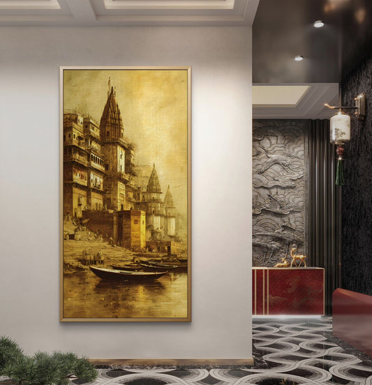 Banaras Ghat Premium Canvas Painting - Premium Wall Art | Decor By Neon