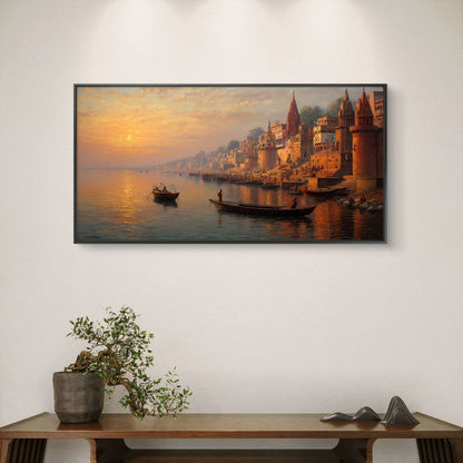 Banaras Ghat Premium Canvas Painting