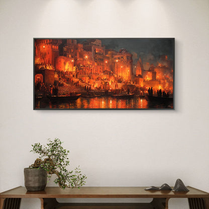 Banaras Ghat Premium Canvas Painting