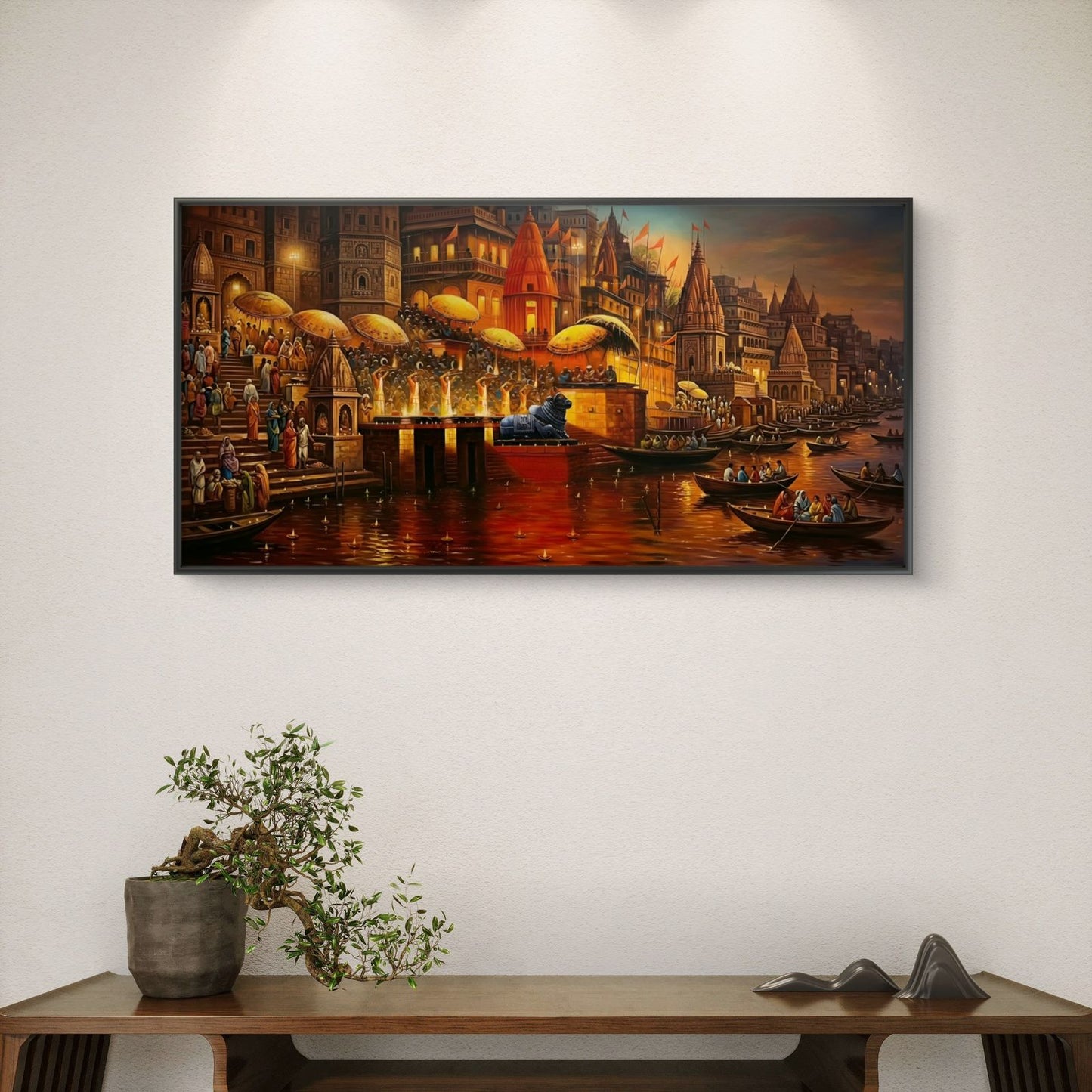Banaras Ghat Premium Canvas Painting - Buy Online | Decor By Neon