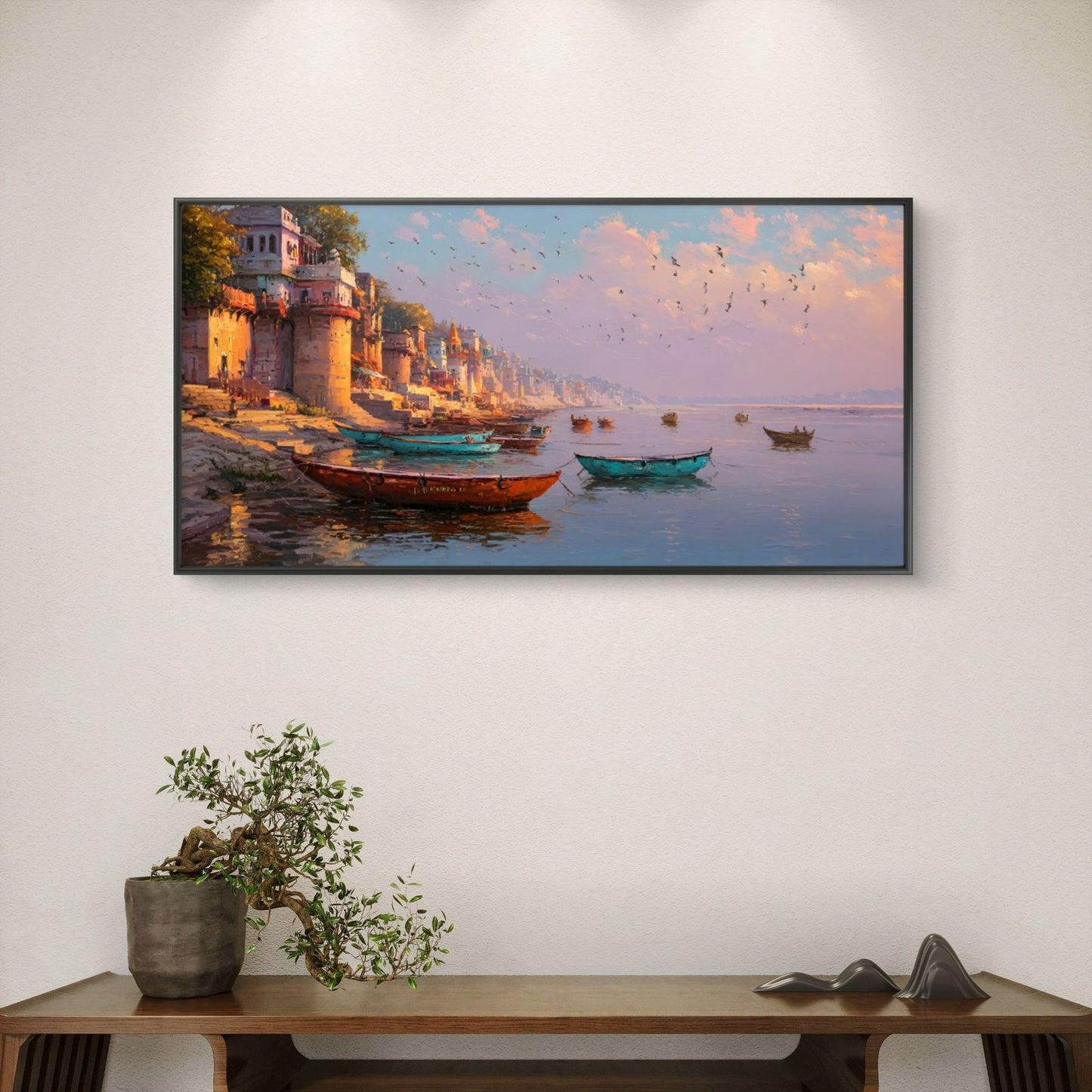 Banaras Ghat Premium Canvas Painting - Buy Online | Decor By Neon