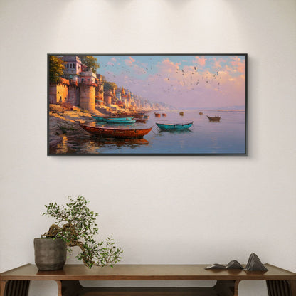 Banaras Ghat Premium Canvas Painting