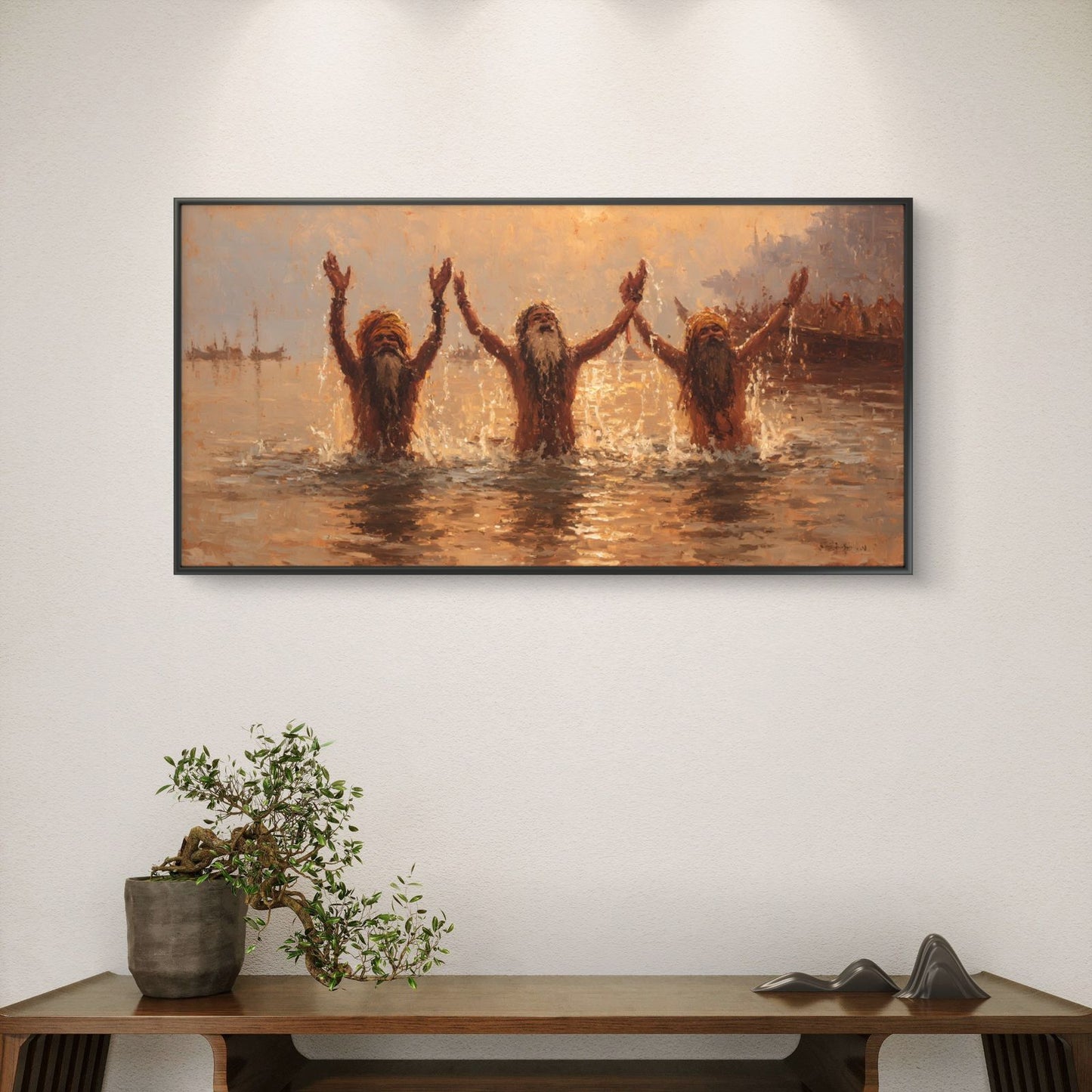Banaras Ghat Premium Canvas Painting - Buy Online | Decor By Neon