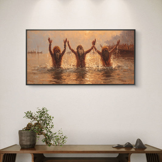 Banaras Ghat Premium Canvas Painting - Canvas Wall Art | Decor By Neon