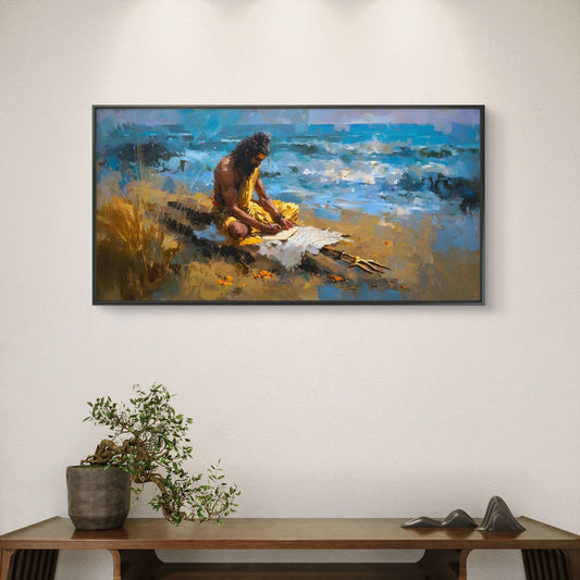 Banaras Ghat Premium Canvas Painting - Canvas Wall Art | Decor By Neon
