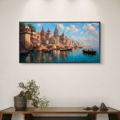 Banaras Ghat Premium Canvas Painting