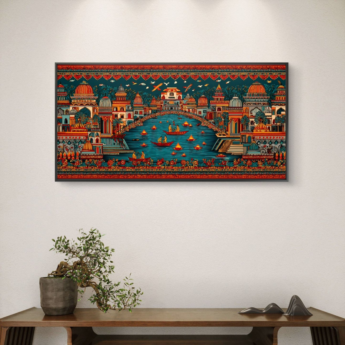 Banaras Ghat Premium Canvas Painting - Buy Online | Decor By Neon