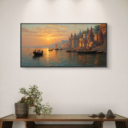 Banaras Ghat Premium Canvas Painting