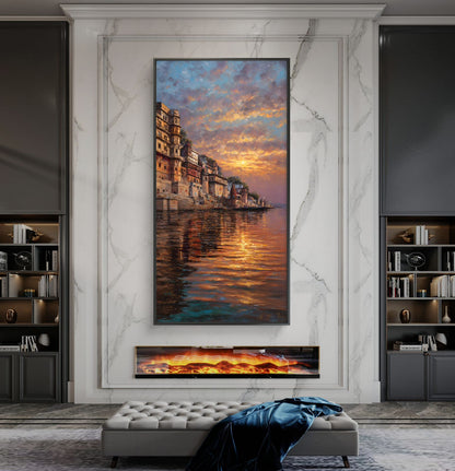 Banaras Ghat Premium Canvas Painting
