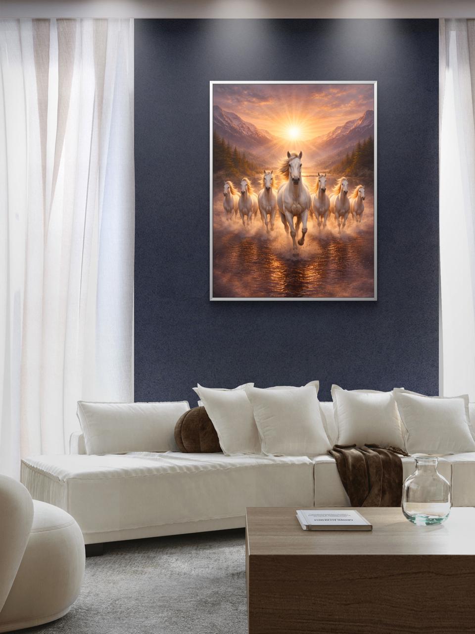 Seven Horses Vastu Premium Canvas Painting - Buy Online | Decor By Neon
