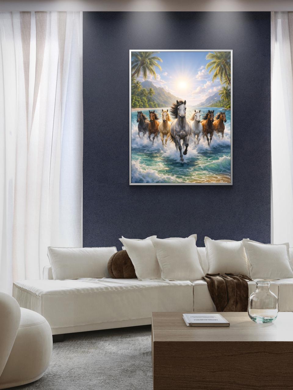 Seven Horses Vastu Premium Canvas Painting - Buy Online | Decor By Neon