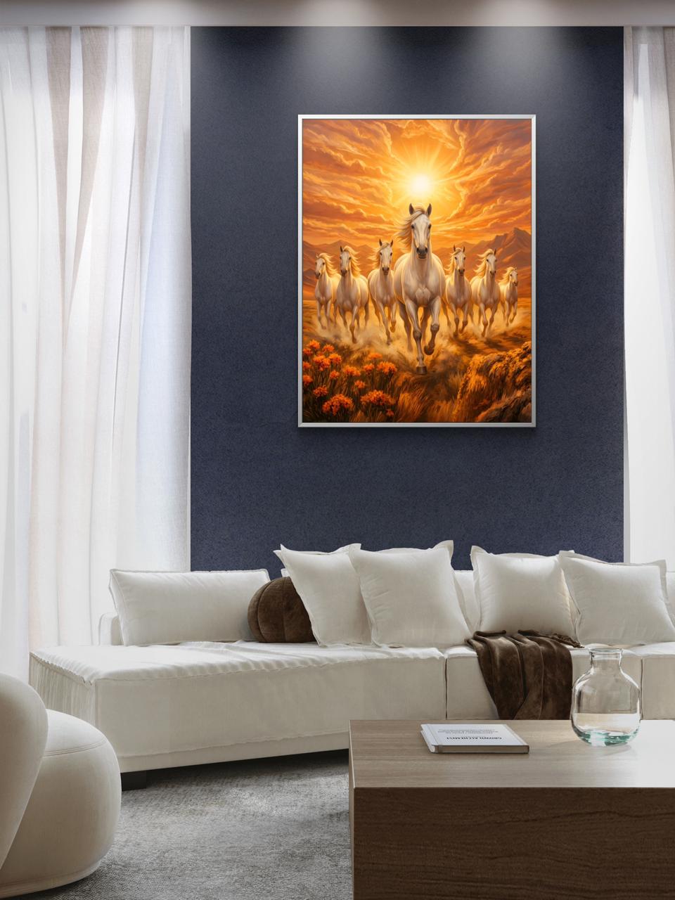Seven Horses Vastu Premium Canvas Painting - Buy Online | Decor By Neon