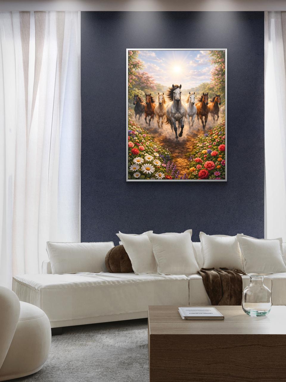 Seven Horses Vastu Premium Canvas Painting - Buy Online | Decor By Neon