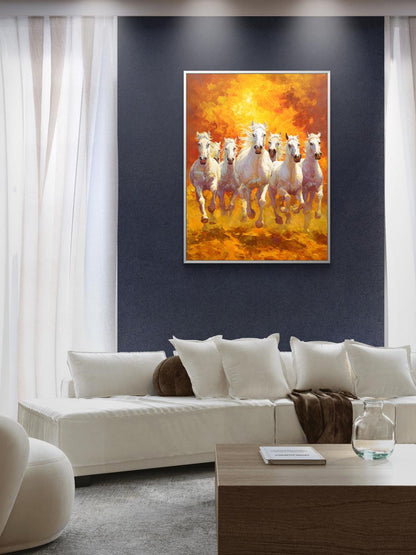 Seven Horses Vastu Premium Canvas Painting