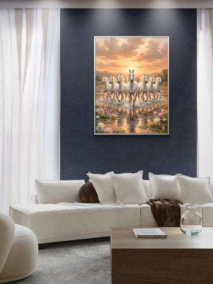 Seven Horses Vastu Premium Canvas Painting