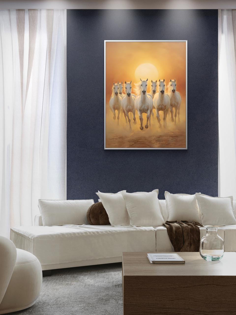 Seven Horses Vastu Premium Canvas Painting - Buy Online | Decor By Neon