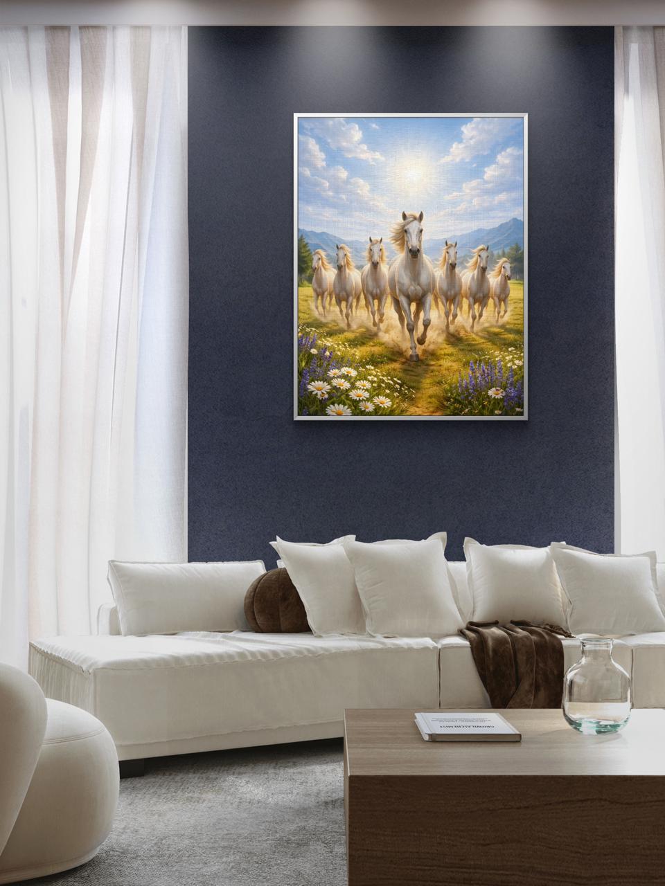 Seven Horses Vastu Premium Canvas Painting - Buy Online | Decor By Neon