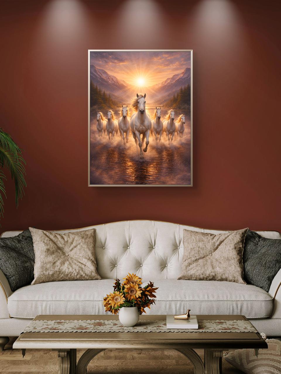 Seven Horses Vastu Premium Canvas Painting - Buy Online | Decor By Neon