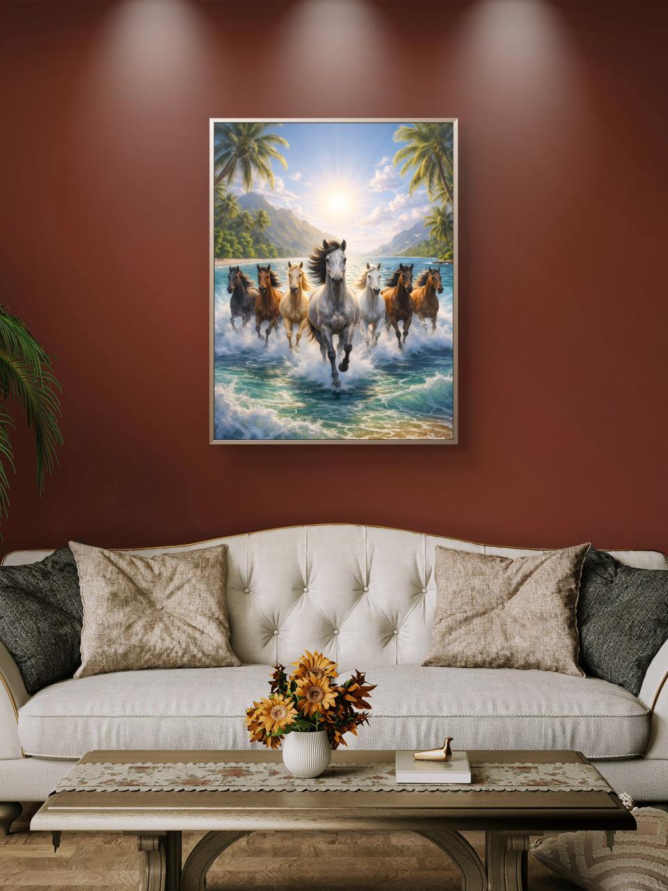Seven Horses Vastu Premium Canvas Painting - Buy Online | Decor By Neon