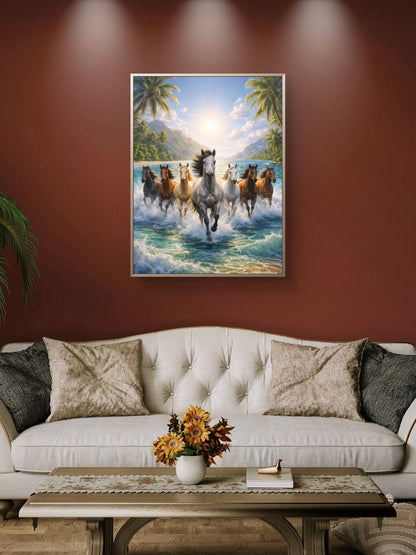 Seven Horses Vastu Premium Canvas Painting