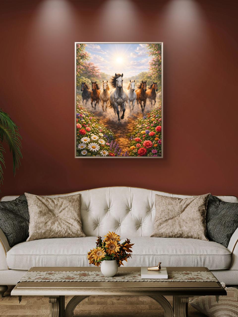 Seven Horses Vastu Premium Canvas Painting - Buy Online | Decor By Neon