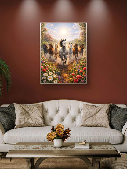 Seven Horses Vastu Premium Canvas Painting