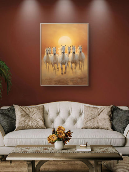 Seven Horses Vastu Premium Canvas Painting