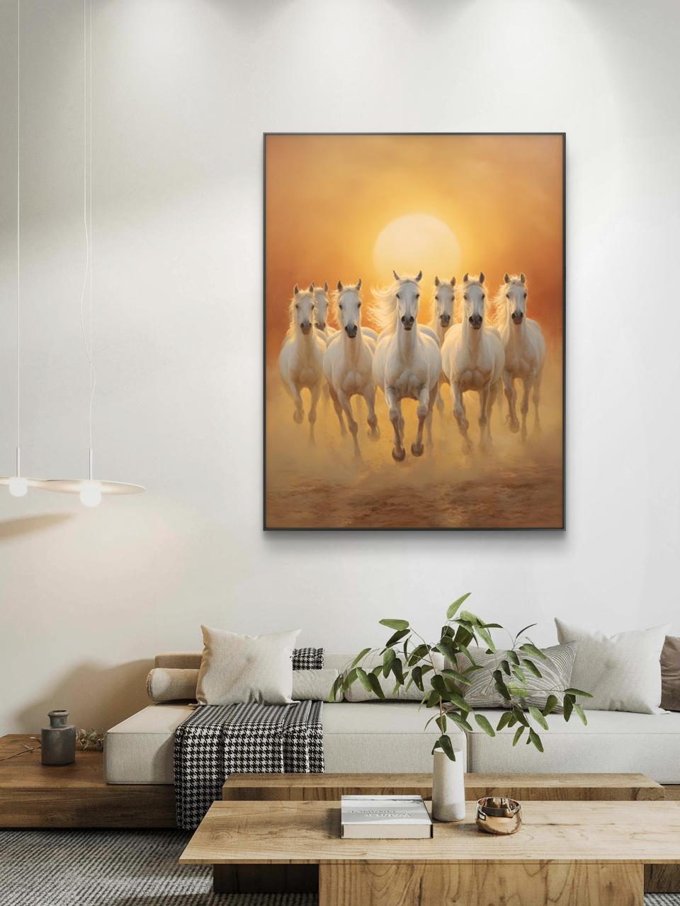 Seven Horses Vastu Premium Canvas Painting - Buy Online | Decor By Neon