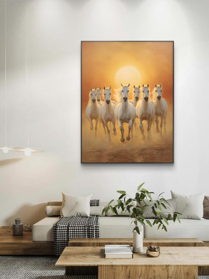 Seven Horses Vastu Premium Canvas Painting
