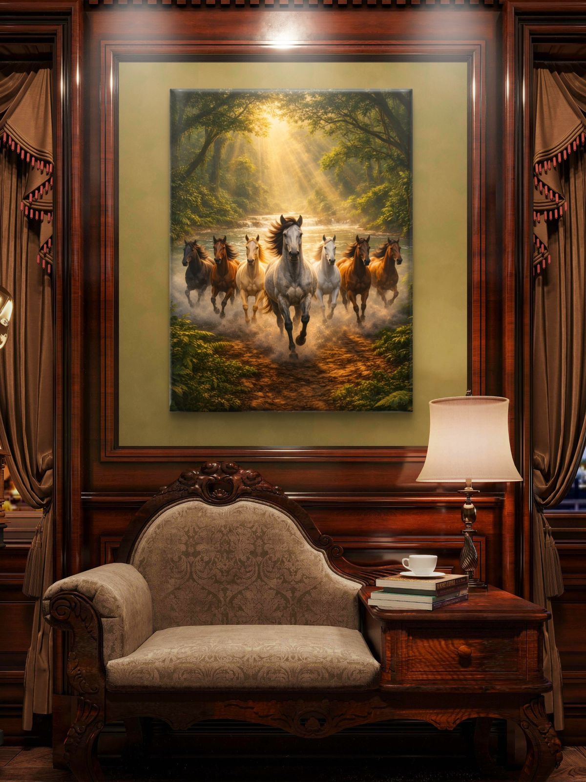 Seven Horses Vastu Premium Canvas Painting - Buy Online | Decor By Neon