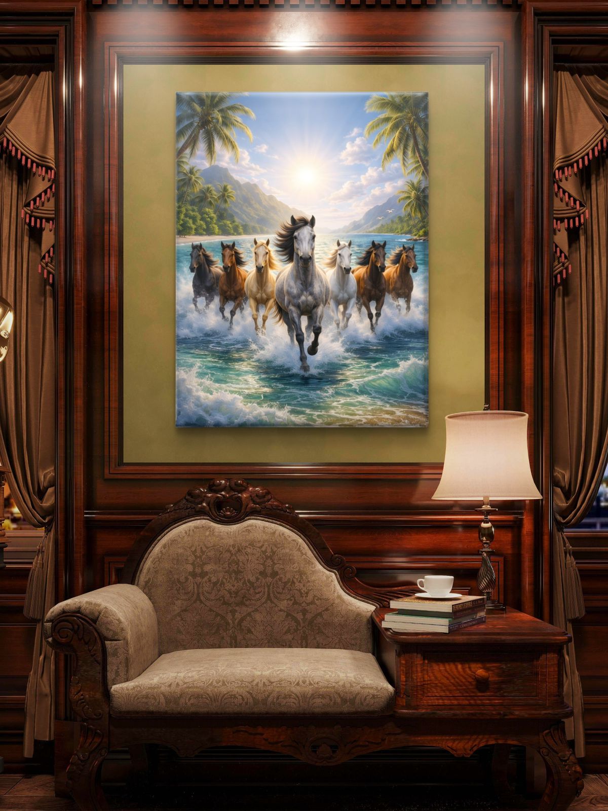 Seven Horses Vastu Premium Canvas Painting - Buy Online | Decor By Neon