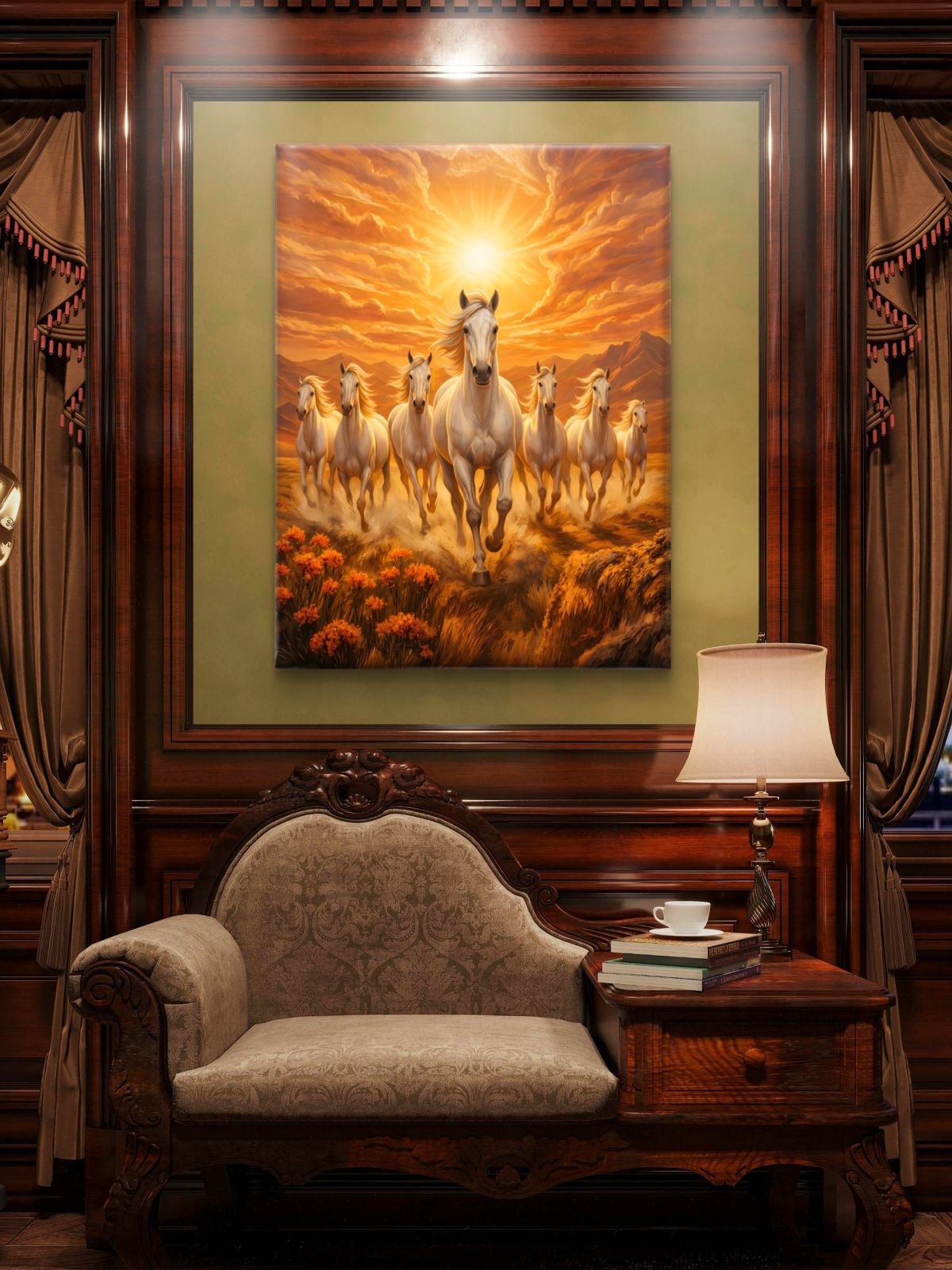 Seven Horses Vastu Premium Canvas Painting - Buy Online | Decor By Neon