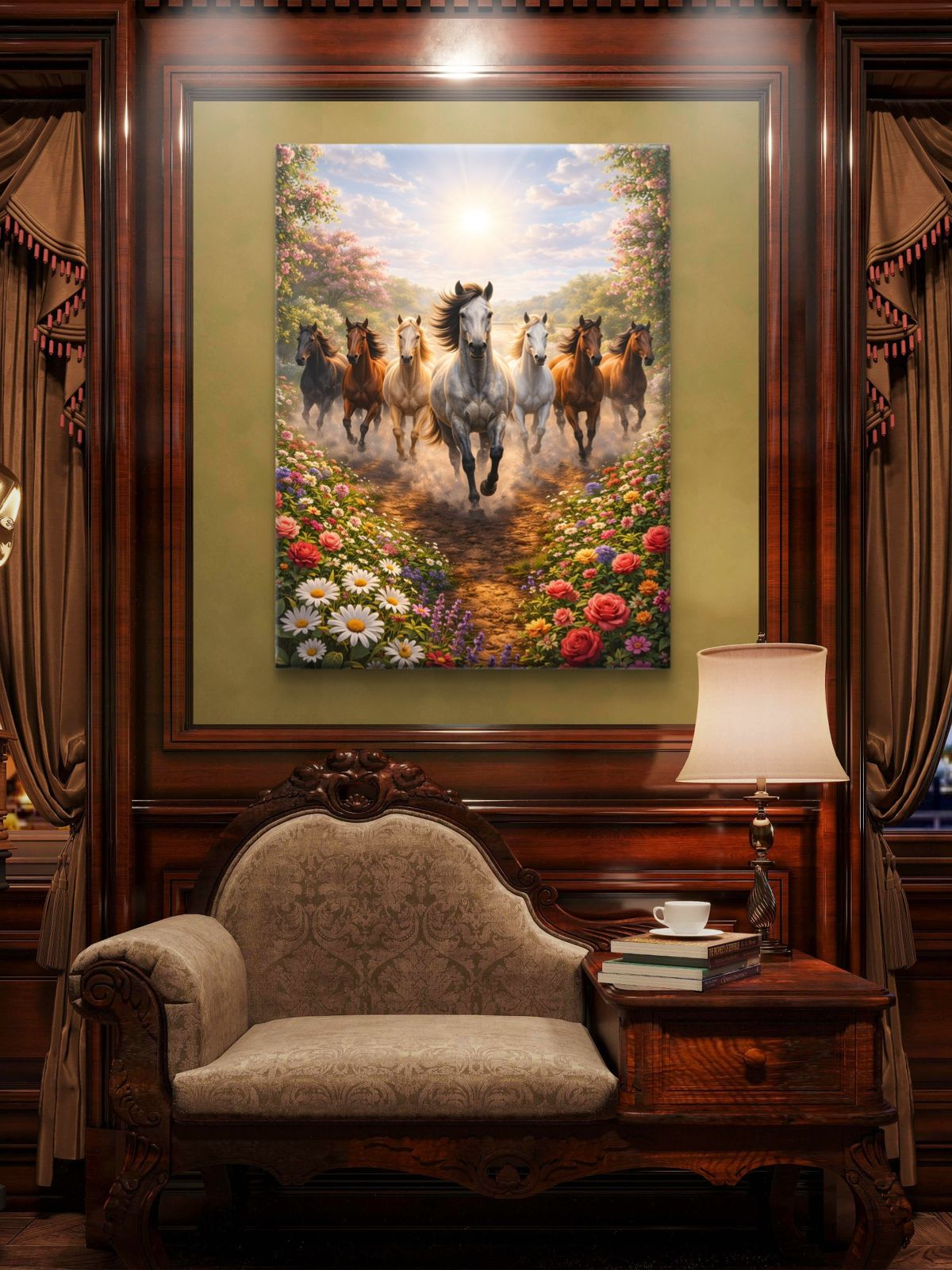 Seven Horses Vastu Premium Canvas Painting - Buy Online | Decor By Neon