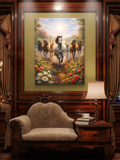 Seven Horses Vastu Premium Canvas Painting
