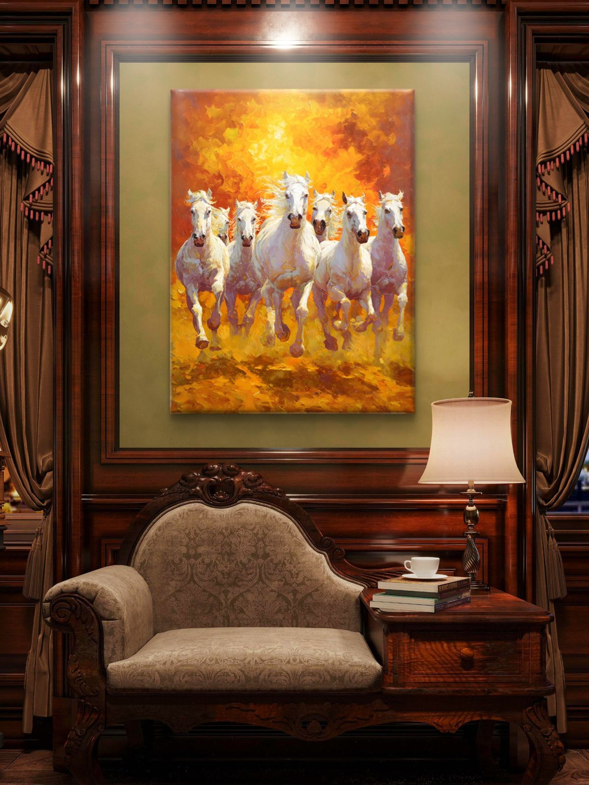 Seven Horses Vastu Premium Canvas Painting - Buy Online | Decor By Neon