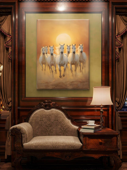 Seven Horses Vastu Premium Canvas Painting