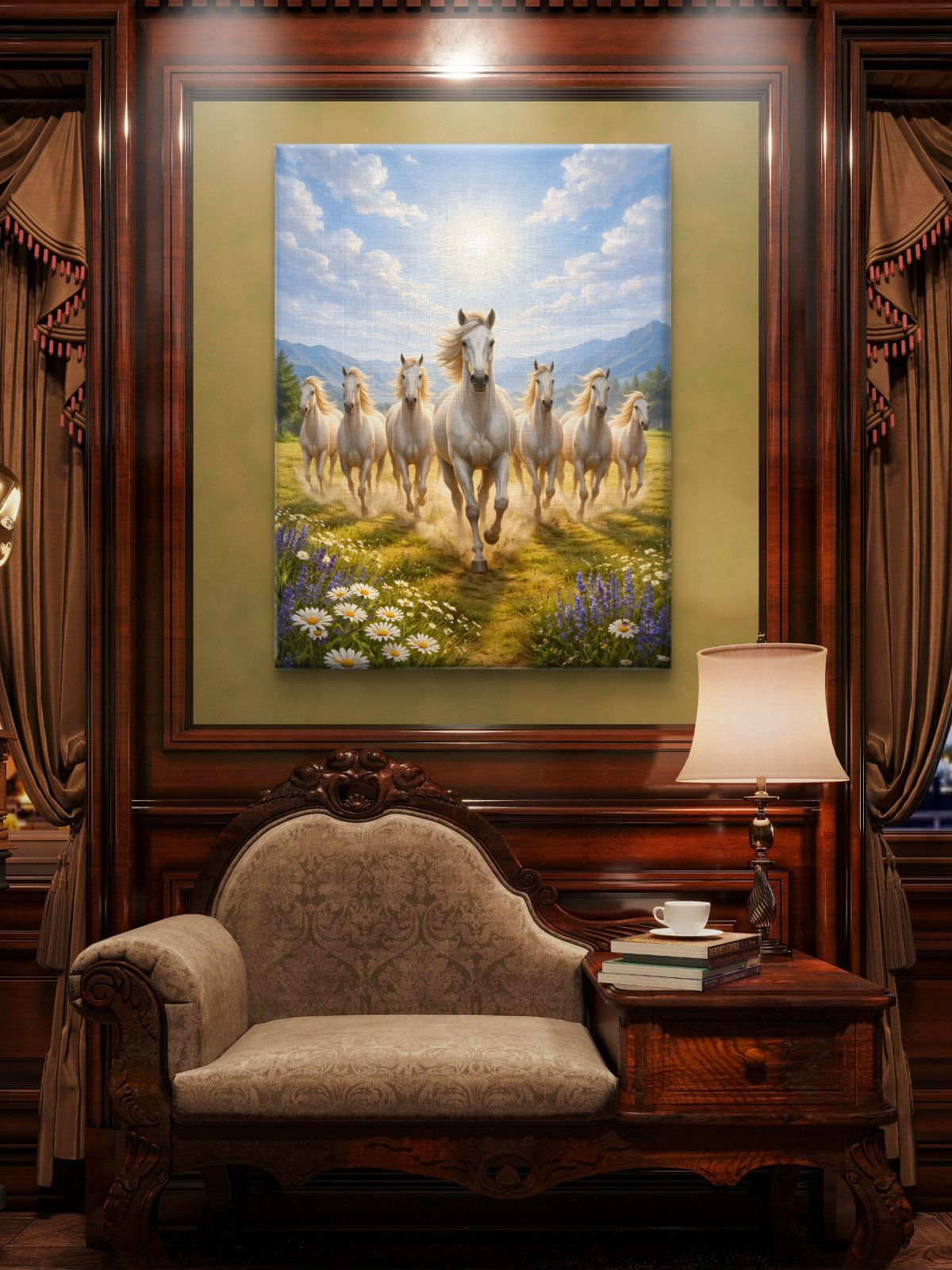 Seven Horses Vastu Premium Canvas Painting - Buy Online | Decor By Neon