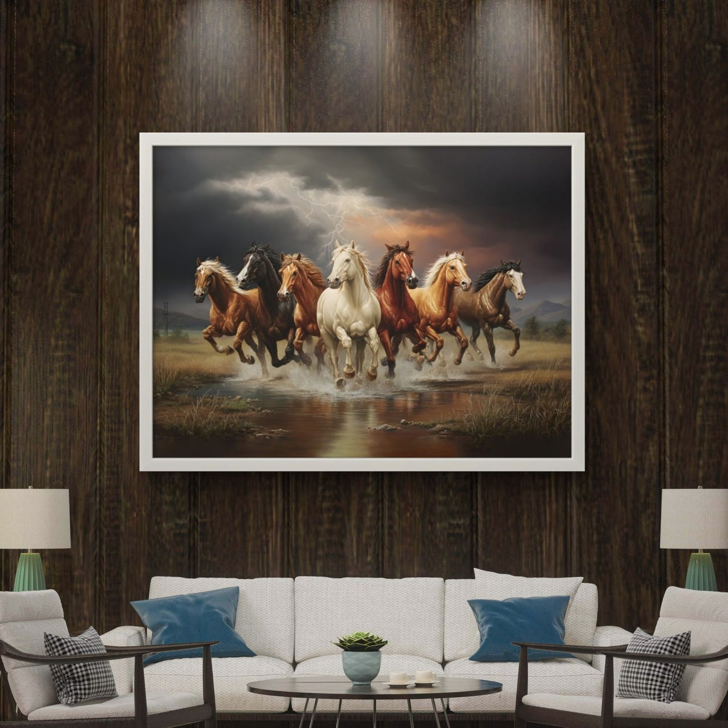 Seven Horses Vastu Premium Canvas Painting - Buy Online | Decor By Neon