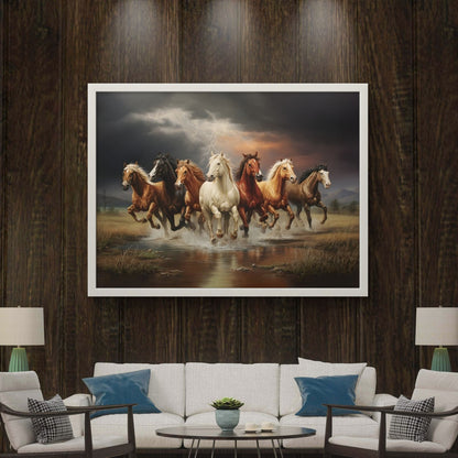 Seven Horses Vastu Premium Canvas Painting