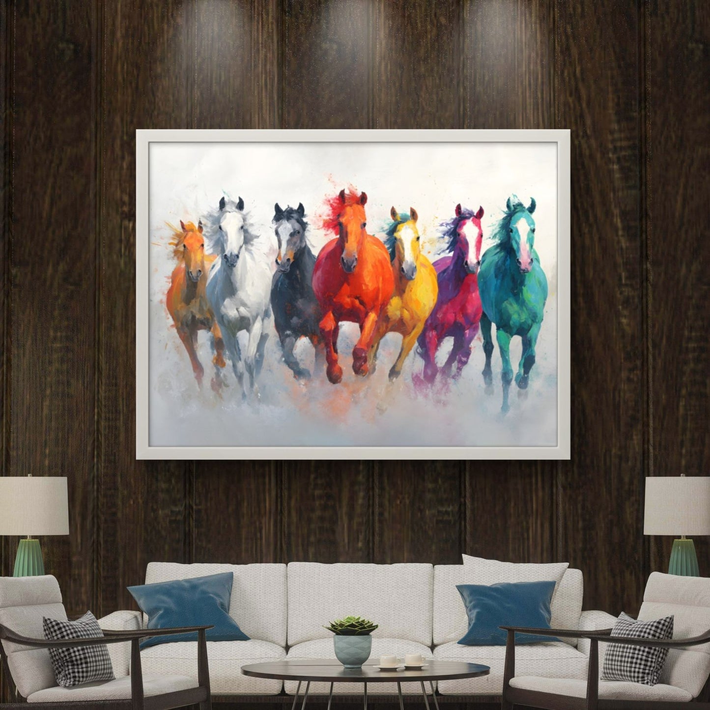 Seven Horses Vastu Premium Canvas Painting - Buy Online | Decor By Neon