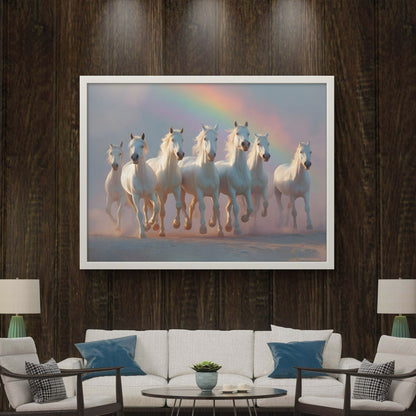 Seven Horses Vastu Premium Canvas Painting